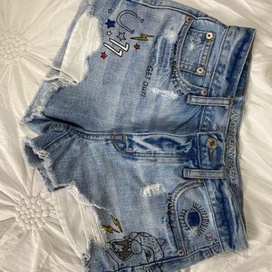 American Eagle Printed Denim Shorts